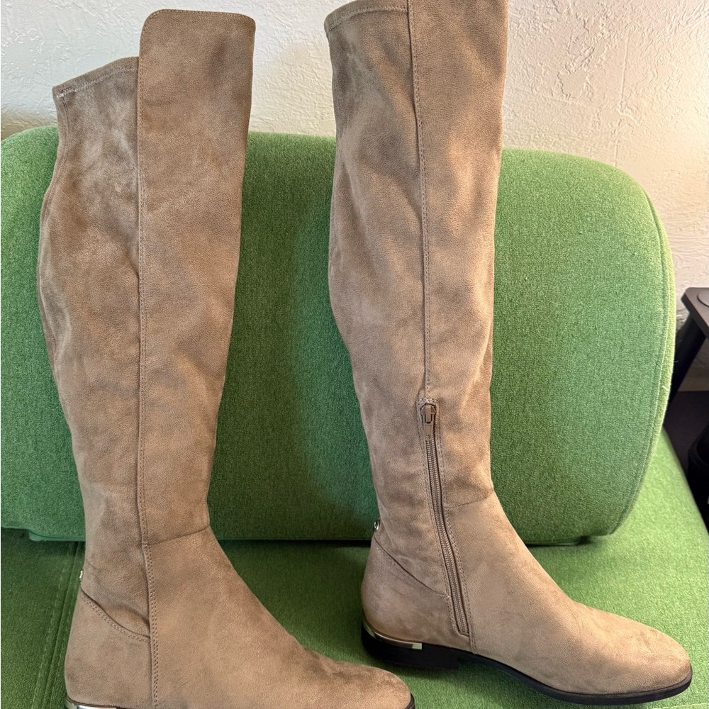 Nine West Taupe Over the Knee Boots